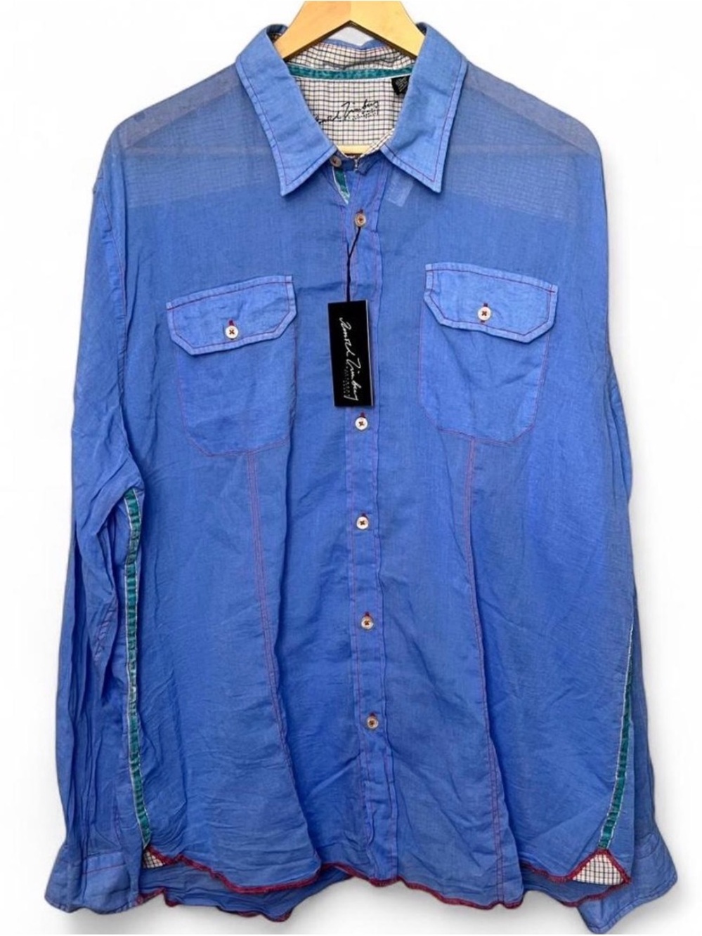 Arnold Zimberg Men's Blue Casual Button-Up Shirt